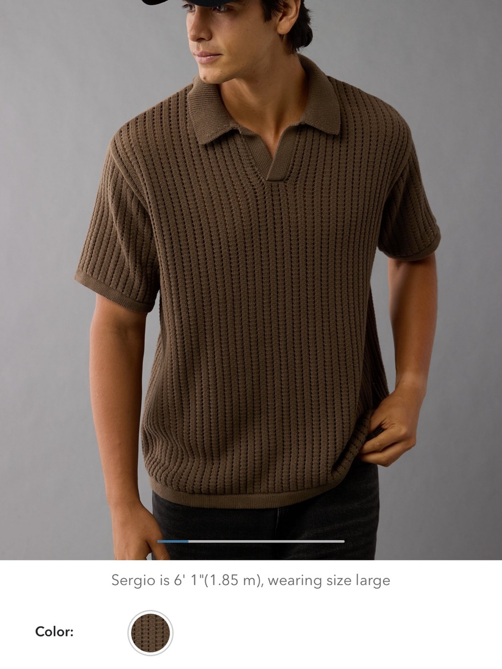 American Eagle Outfitters Men's Knit Polo in Brown